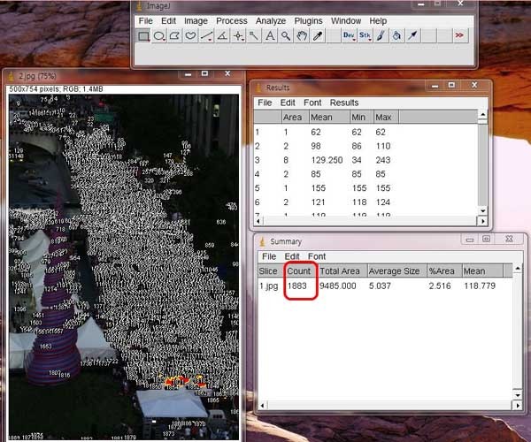 ▲ '종친떼' 패거리의 주장에 한 네티즌이 청계천 시위 당시 촛불의 수를 계산했다. 그 결과 나온 촛불의 수는 1,883개였다.