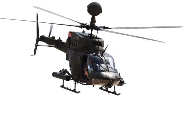 ▲ 미군이 평택 캠프 험프리에 배치할 정찰헬기 OH-58D 카이오와 워리어. 구형의 감시장비는 롱보우 아파치의 감시장비보다 고성능이다.