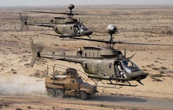 ▲ 이라크에서 IED 방호용 차량 MRAP과 함께 작전 중인 OH-58D. 우리나라에서도 이런 모습을 곧 보게 된다.