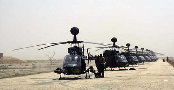 ▲ 출격 준비 중인 OH-58D 헬기 대대. 유사시 우리나라에서 이런 모습을 보면, 그건 '정은이-설주 사냥' 직전일 것이다.