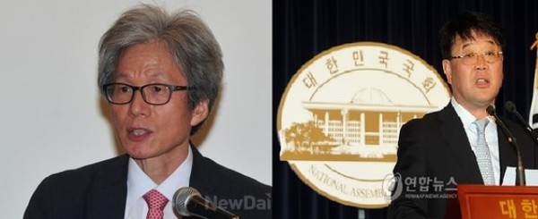 ▲ 권희영 한국학중앙연구원 교수(왼쪽)와 조전혁 전 새누리당 의원(오른쪽).ⓒ 연합뉴스