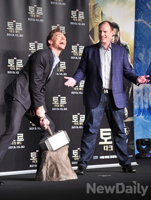 ▲ 톰 히들스턴, 케빈 파이기 대표  ⓒ 이미화 기자