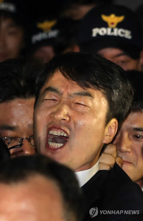 ▲ 국정원 요원들에게 체포되면서 "야이, 도둑놈들아!"를 외치는 이석기 통진당 의원. [사진: 연합뉴스]