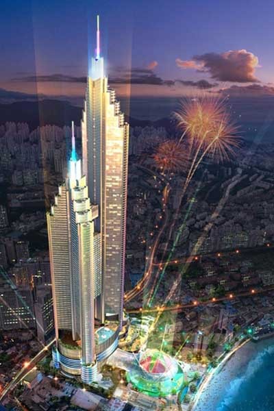 ▲ 해운대 관광리조트의 초기 컨셉. 117층 초고층 빌딩 1동만 세울 계획이었다.