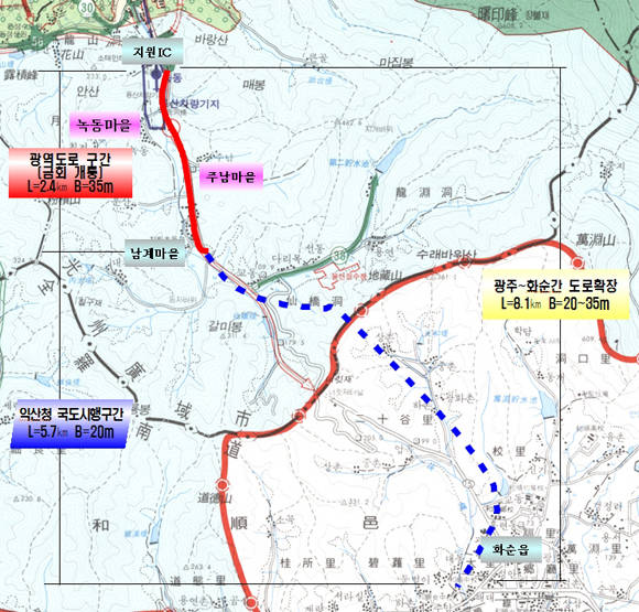 ▲ 광주∼화순 도로사업 위치도 ⓒ 국토교통부 제공