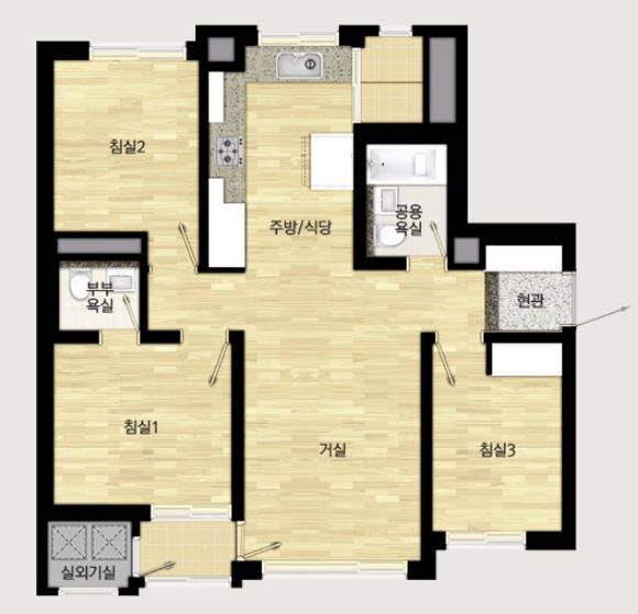 ▲ 래미안 대치청실 59㎡ 확장형 평면도. 자료=홈페이지