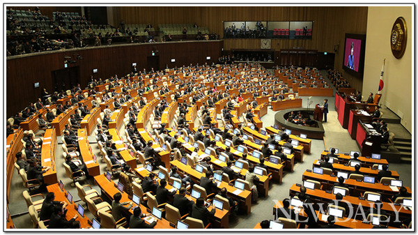 ▲ 지난 18일 박근혜 대통령이 자신의 첫 국회 시정연설을 하고 있다. ⓒ 뉴데일리