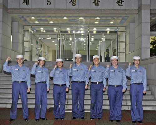 ▲ 해군 2함대에서의 촬영을 위해 입소한 MBC 예능프로그램 진짜사나이 출연진들.