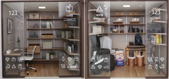 ▲ 사직 롯데캐슬 더클래식 견본주택 내에 마련된 라이프스타일링룸의 선택형 중 서재형(좌)과 레저형(우) 유니트.ⓒ롯데건설