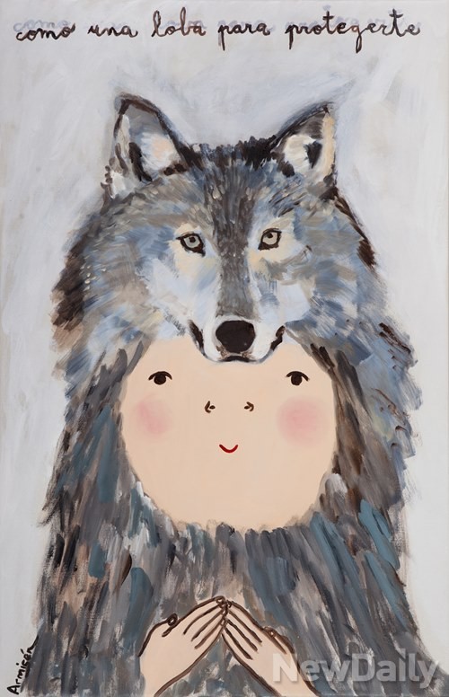 ▲ Eva Armisen como una loba para protegerte-like a wolf to protect you oil on canvas 2013 100x65cm ⓒ에바알머슨