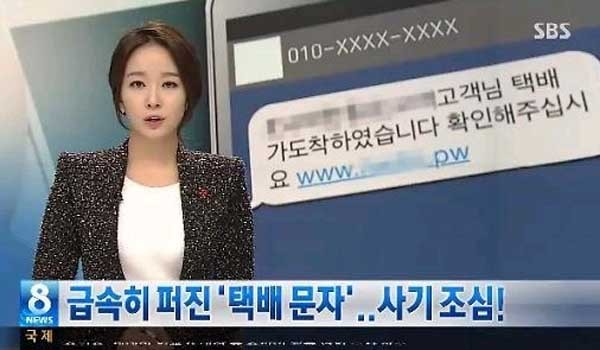 ▲ 택비 스미싱 사기 관련 SBS 보도화면 캡쳐