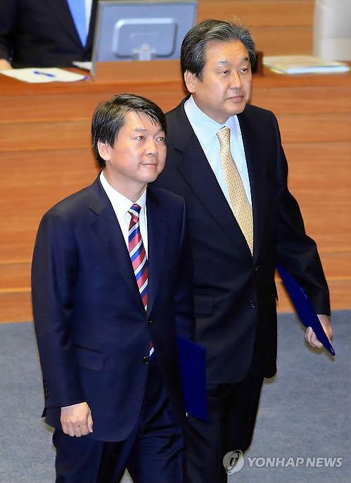 ▲ 여야 대권주자 지지율 1위를 달리고 있는 새누리당 김무성 의원과 무소속 안철수 의원. ⓒ연합뉴스