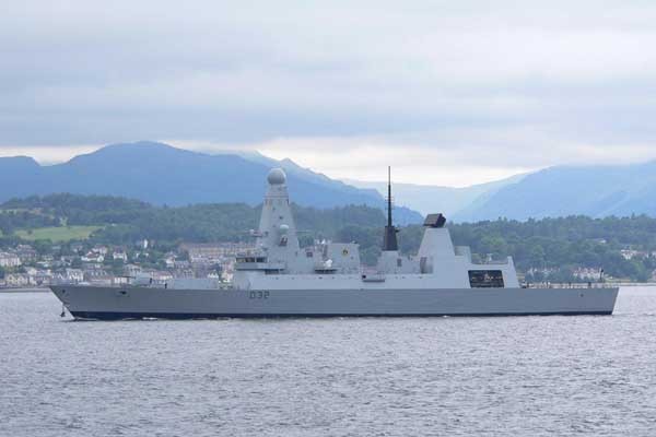 ▲ 영국 해군(HMS) 최신예 구축함 데어링 함. T-45급이다.