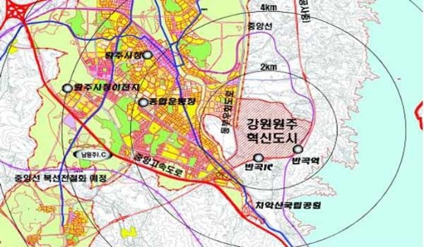 ▲ 보훈의료복지공단이 들어선 원주 혁신도시 위치.