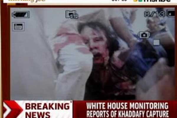 ▲ 북아프리카 리비아의 회교전체주의자 카다피의 최후. 김정은의 말로도 이럴 가능성이 아주 높다.ⓒ방송화면 캡처