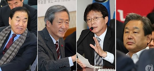 ▲ 좌로부터 이재오, 정몽준, 유승민, 김무성. 새누리의 대표적 웰빙 국회의원들.ⓒ뉴데일리 DB