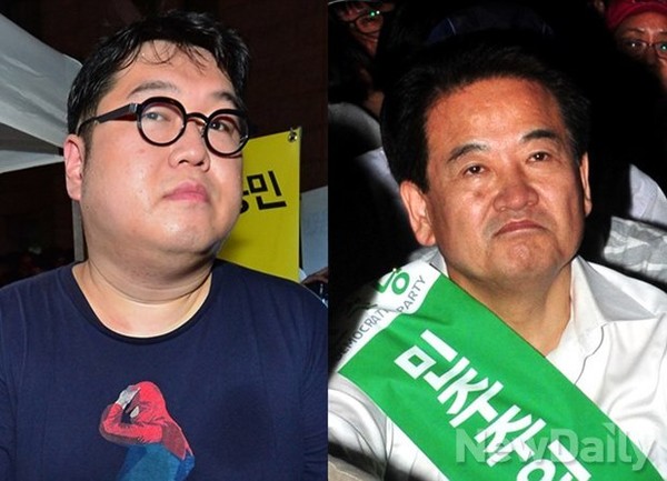 ▲ 정동영(오른쪽)과 김용민. "꼰대를 위한 나라는 없다" "노인을 위한 나라는 없다"고 악담을 퍼부었다.ⓒ