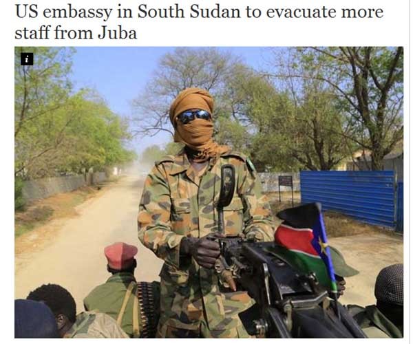 지난 1월 4일 남수단 주재 美대사관 직원들의 긴급철수를 전한 외신 보도. 지금은 상황이 그나마 나아졌다고 한다.