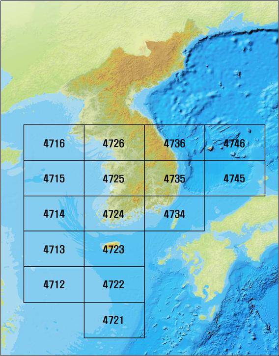 ▲ ▲ 국가해양기본도 간행 구역도 (축적 1/25만)