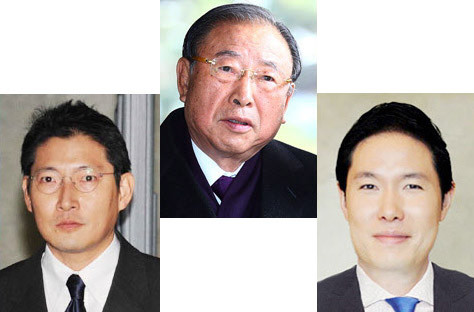 ▲ 효성그룹 삼부자, 조현준 사장, 조석래 회장, 조현상 부사장.ⓒ조선닷컴