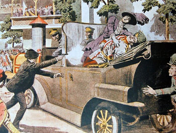 ▲ 1914년 6월 28일 사라예보에서 발생한 오스트리아 황태자 부부 암살사건은 제1차 세계대전으로 이어졌다.