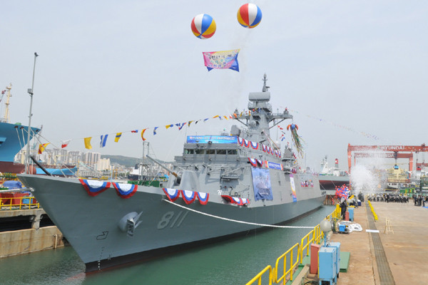 ▲ 지난 1월, 불량부품 납품으로 논란이 일었던, 해군의 차기 호위함(FFX) 인천함.