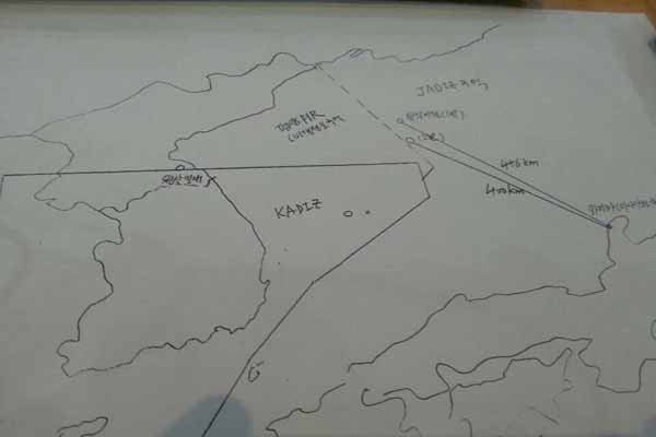 ▲ 국방부가 공개한 북한 탄도 미사일 탄착지점 지도.