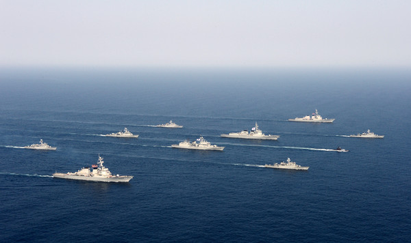 ▲ 한미연합훈련중인 양국 이지스함 전단. ⓒ해군