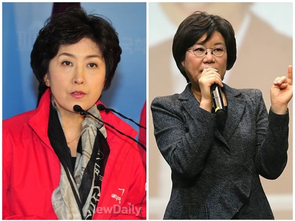 ▲ 서울시장 경선 출마를 발표한 정미홍 정의실현국민연대 대표(좌측)와 이혜훈 최고위원. ⓒ뉴데일리-연합뉴스