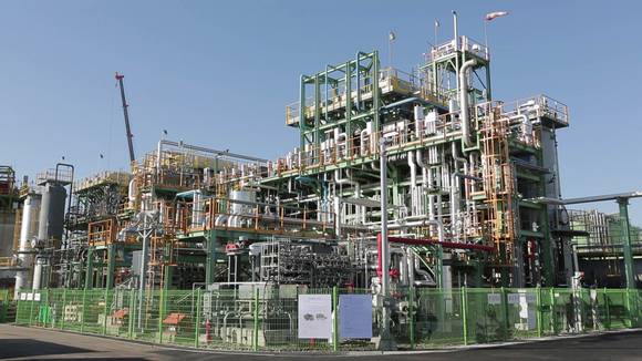 GS건설이 인천시 연수구 동춘동 한국가스공사 인천생산기지에 건설한 LNG플랜트 테스트베드 1호기 전경.ⓒGS건설