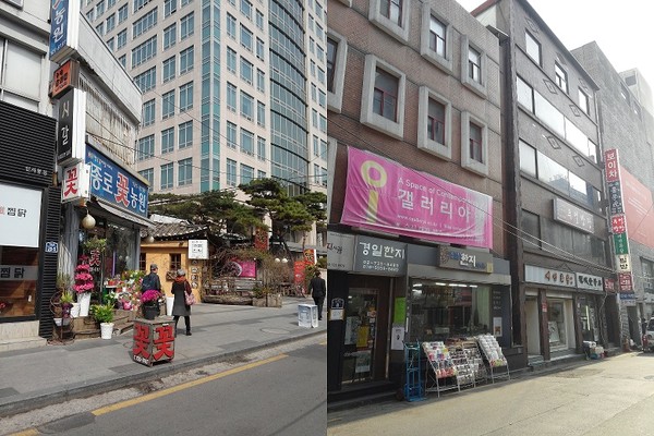 ▲ 인사동 주가로변 제외 예정 필지 주변 모습.ⓒ 뉴데일리 DB