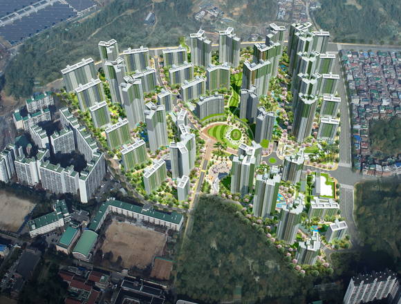 ▲ 삼성물산과 현대건설이 분양 예정인 고덕래미안힐스테이트 조감도.ⓒ삼성물산