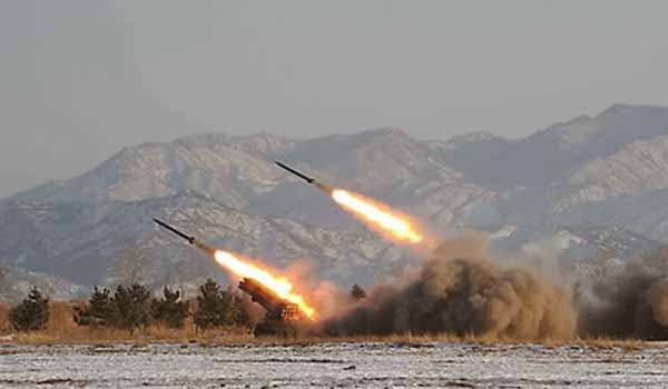 ▲ 북한의 대구경 방사포 발사 모습. [자료사진]