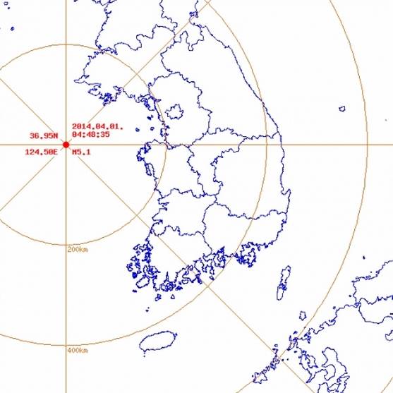 ▲ 충남 태안 해역에서 1일 새벽 4시 48분 진도 5.1 규모의 지진이 발생했다.ⓒ기상청