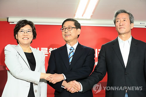 ▲ 새누리당 서울시장 후보 경선에 나선 (왼쪽부터) 이혜훈, 김황식, 정몽준 세 예비후보가 선대위원장 인선을 마무리 지었다. ⓒ 연합뉴스