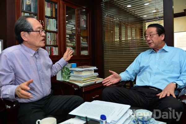 ▲ 뉴데일리 미디어그룹 인보길 회장과 신용석 인천아시아경기대회 대외협력위원장ⓒ뉴데일리 정상윤 기자