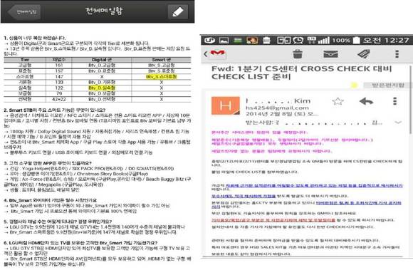 ▲ SK브로드밴드및 LG유플러스 본사 개입 자료ⓒ인력운영체계 분석 보고서