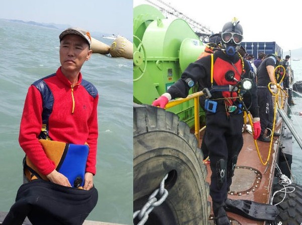 ▲ 이상진 잠수사는 24구의 시신을 수습했고 30일 새벽에는 직접 2구의 시신을 수습했다ⓒ이상진 잠수사 제공