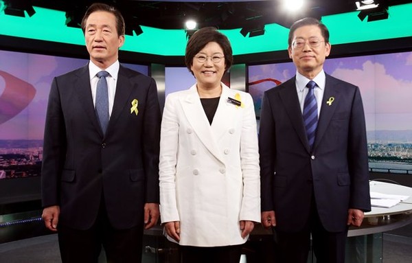 ▲ 새누리당 서울시장 경선에 나선 (왼쪽부터) 정몽준, 이혜훈, 김황식 예비후보. ⓒ 공동취재단