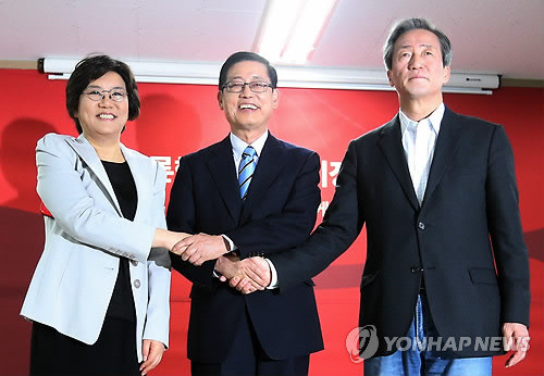 ▲ 새누리당 서울시장 후보에 도전하는 세 후보. 왼쪽부터 이혜훈 최고위원, 김황식 전 총리, 정몽준 의원. ⓒ 연합뉴스