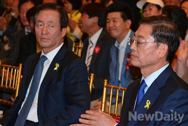 ▲ 새누리당 서울시장 예비후보인 정몽준 의원(왼쪽)과 김황식 전 총리.  ⓒ 뉴데일리