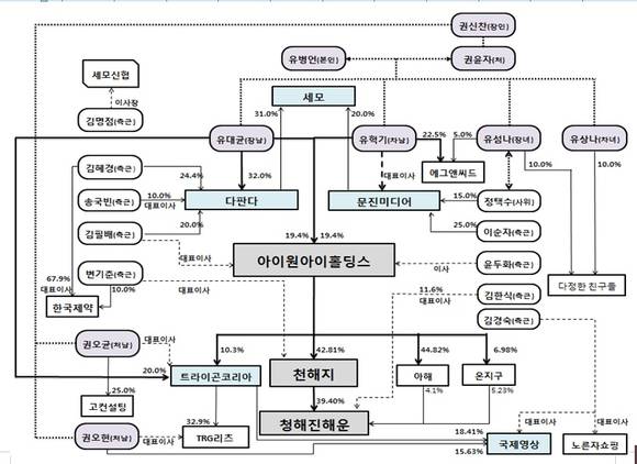 ▲ 청해진해운 주요 관계사 및 관계인 구조도. 자료 : 금융감독원