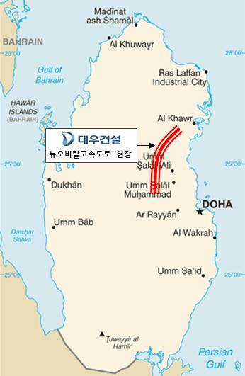 ▲ 대우건설이 지난 15일(현지시각) 카타르에서 수주한 '뉴 오비탈 고속도로' 4공구 프로젝트 위치도.ⓒ대우건설