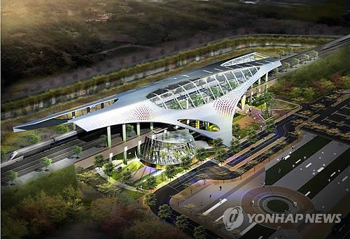 ▲ 신축 중인 호남고속철도 공주역사 조감도.ⓒ연합뉴스