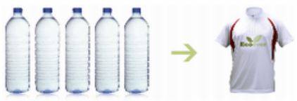 ▲ 페트병 5개 정도면 티셔츠 한 개를 만들 수 있다. ⓒ휴비스 제공