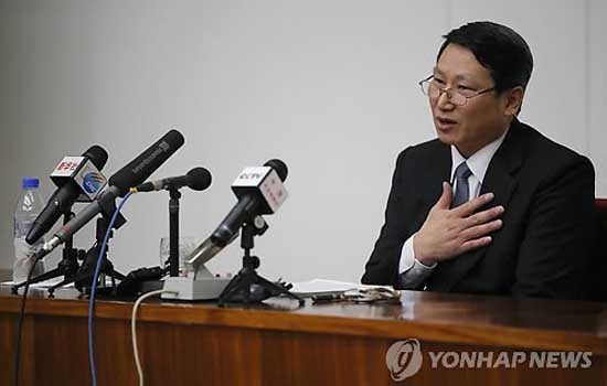 지난 2월 27일 평양에서 기자회견을 가졌을 당시 김정욱 선교사의 모습. ⓒ연합뉴스. 무단전재 및 재배포 금지.