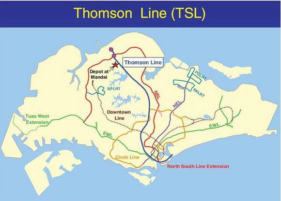 ▲ 싱가포르 톰슨라인 지하철 공사 프로젝트 위치도.ⓒ대림산업