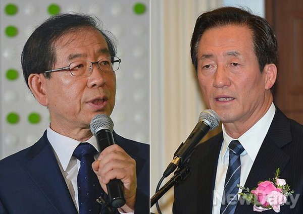 ▲ 6.4 서울시장 선거를 하루 앞둔 3일까지 새정치민주연합 박원순(왼쪽) 후보와 새누리당 정몽준 (오른쪽) 후보 간의 농약급식 공방은 계속되고 있다. ⓒ 뉴데일리