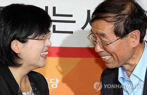 ▲ 이정희 통합진보당 대표(왼쪽)와 박원순 서울시장.ⓒ연합뉴스