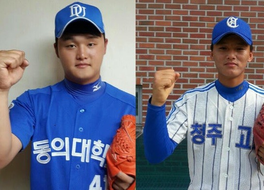 ▲ 왼쪽부터 동의대학교 홍성무 선수, 청주고등학교 주권 선수ⓒkt wiz